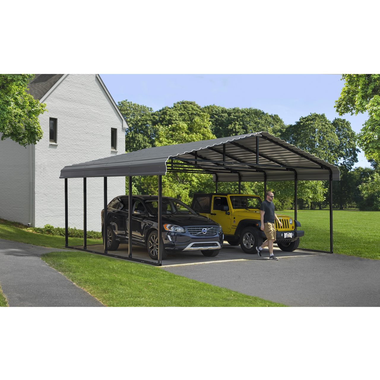 Arrow 20' x 20' x 9' Carport - Charcoal