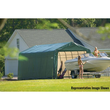 ShelterCoat 13 x  28 Garage With Peak Roof - Green