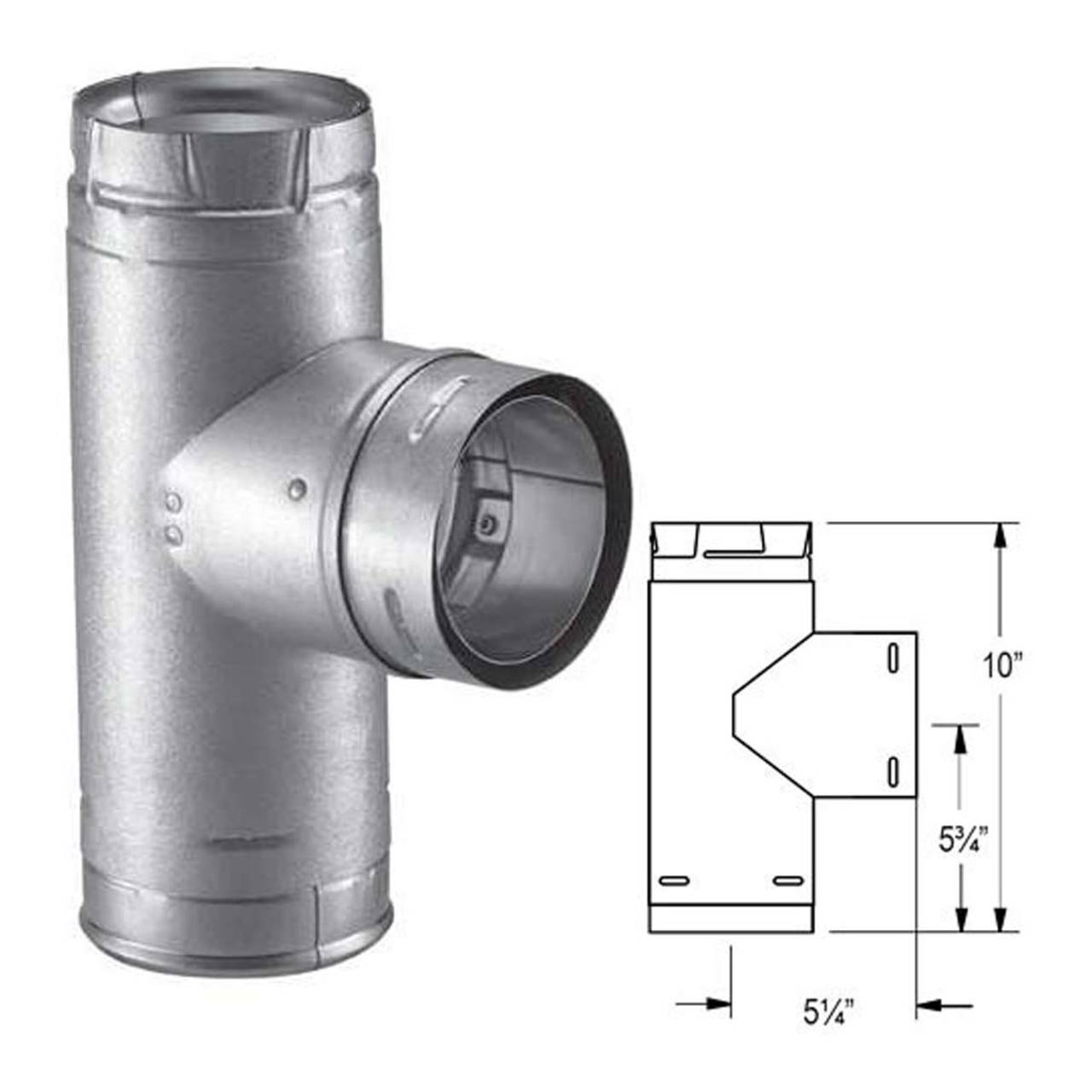 4" PelletVent Pro Galvalume Single Tee with Clean-Out Tee Cap - 4PVP-T1