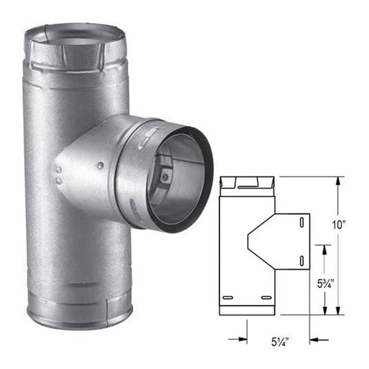 4" PelletVent Pro Galvalume Single Tee with Clean-Out Tee Cap - 4PVP-T1