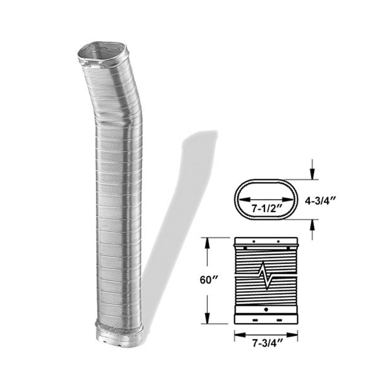 6" x 60" DuraLiner Oval Flex Chimney Relining Pipe