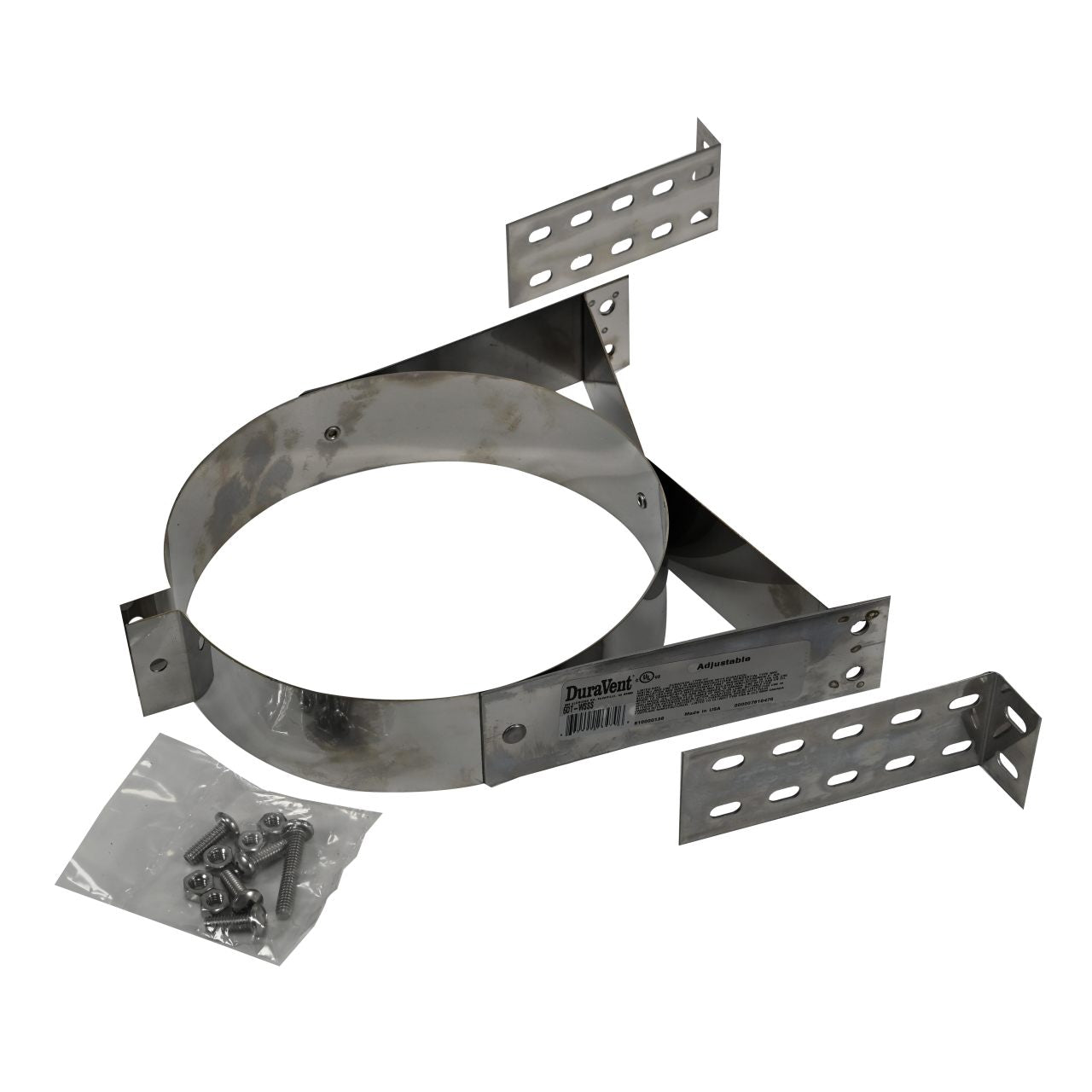 6" DuraTech Adjustable Stainless Steel Wall Strap - 6DT-WSSS