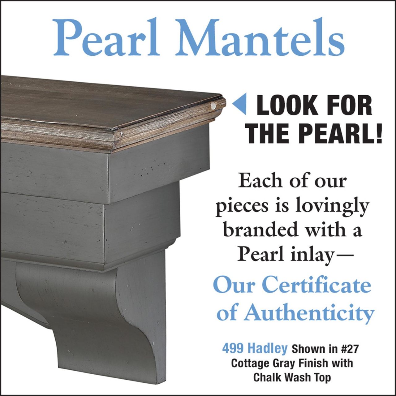48" Hadley Fireplace Shelf by Pearl Mantels - Cottage Distressed Finish