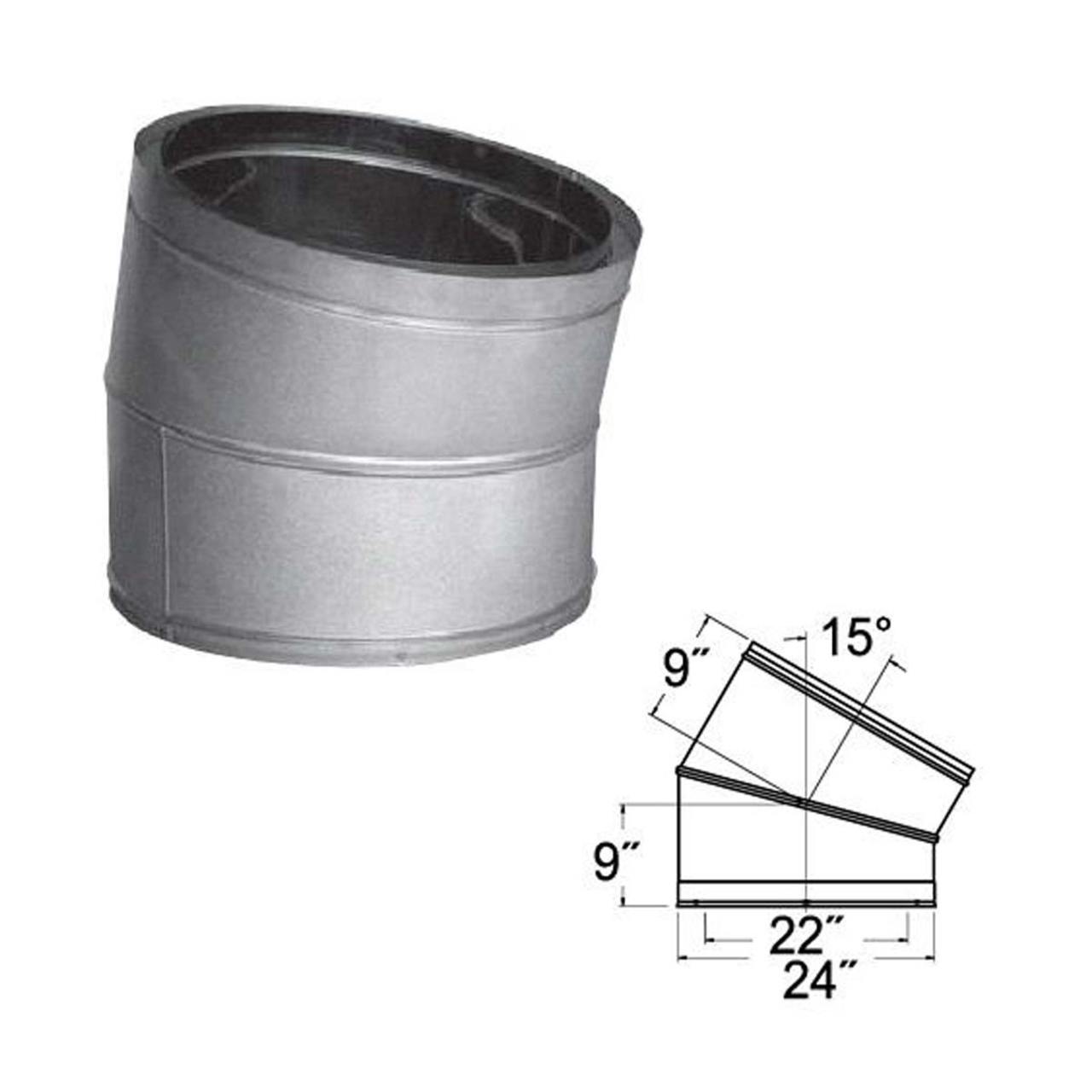 22'' DuraTech 15 Degree Galvanized Elbow - 22DT-E15