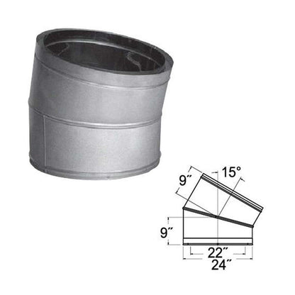 22'' DuraTech 15 Degree Galvanized Elbow - 22DT-E15