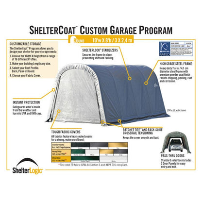 ShelterCoat 10' x 12' Wind & Snow Rated Garage  - Green