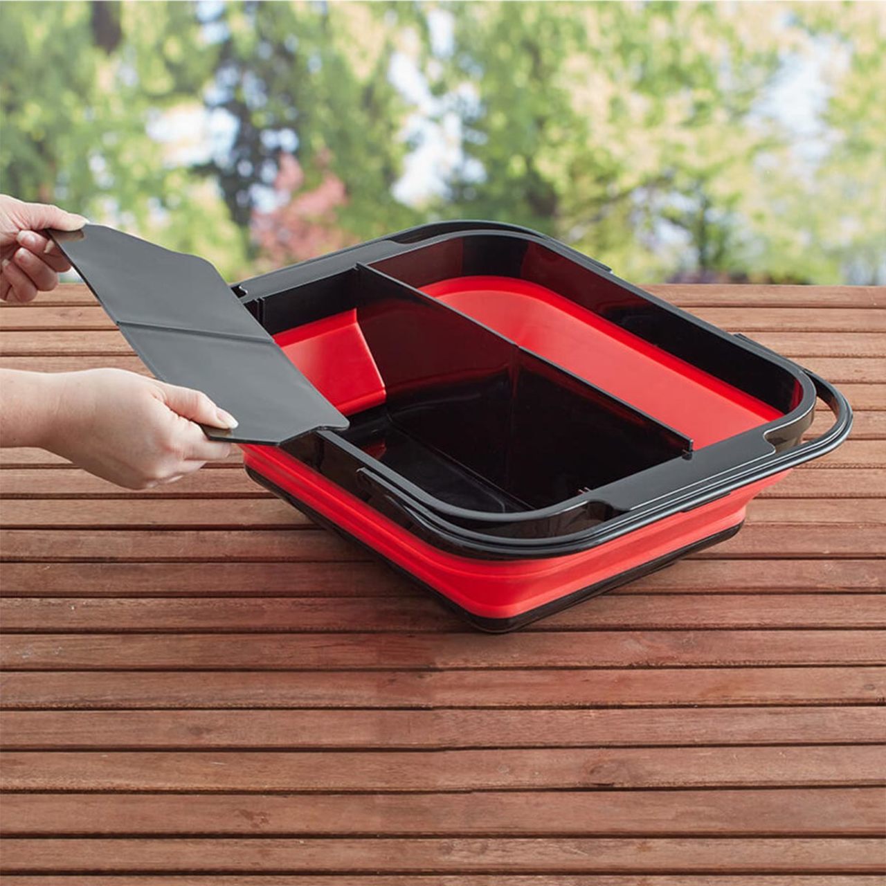 Black and Red Collapsible BBQ Caddy