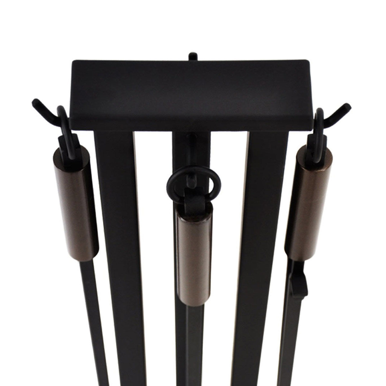 Pilgrim 5 Piece Matte Black Contemporary Tool Set - Burnished Bronze Handles