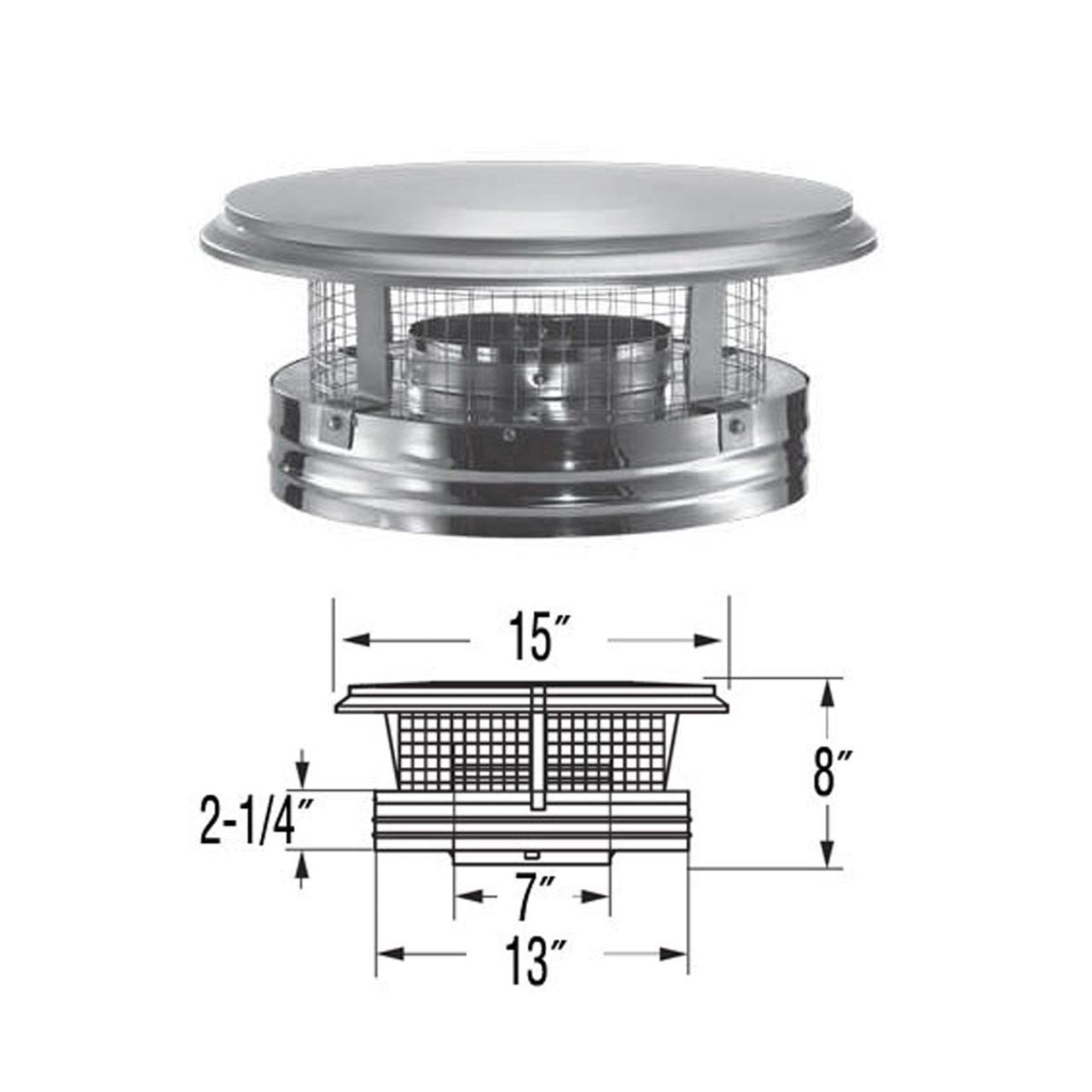 7" DuraPlus Round Chimney Cap - 7DP-VC
