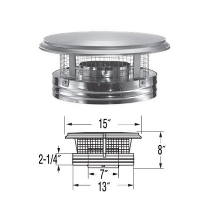 7" DuraPlus Round Chimney Cap - 7DP-VC