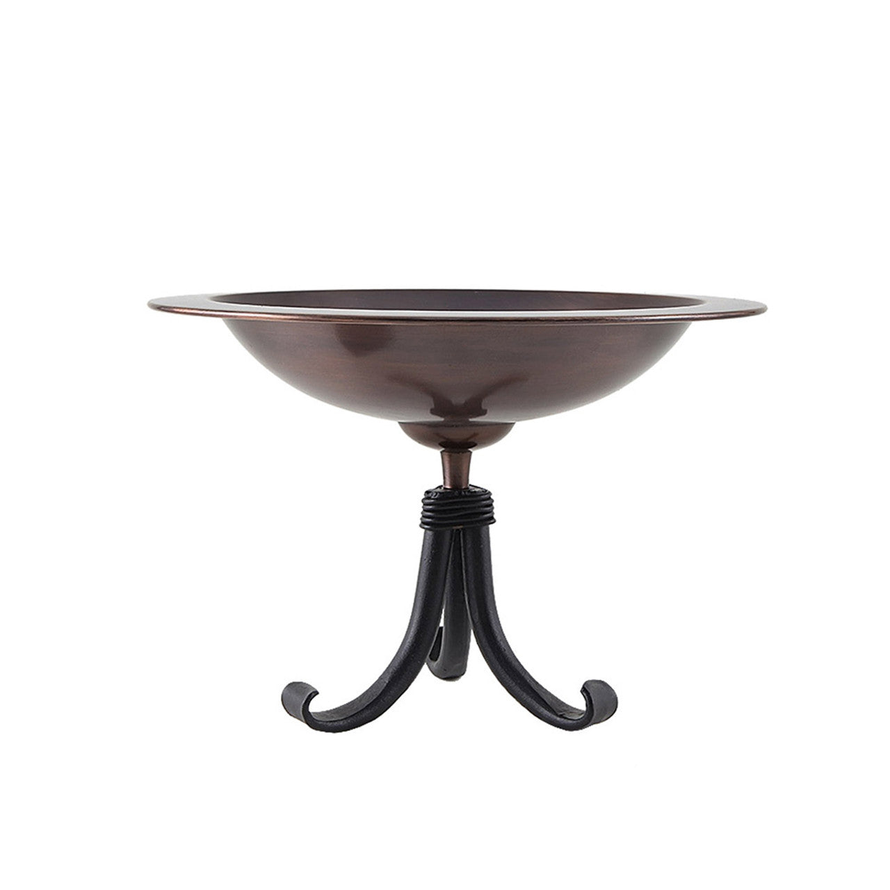 12.75" Classic Birdbath in Brass and Antique Copper with Tripod Stand