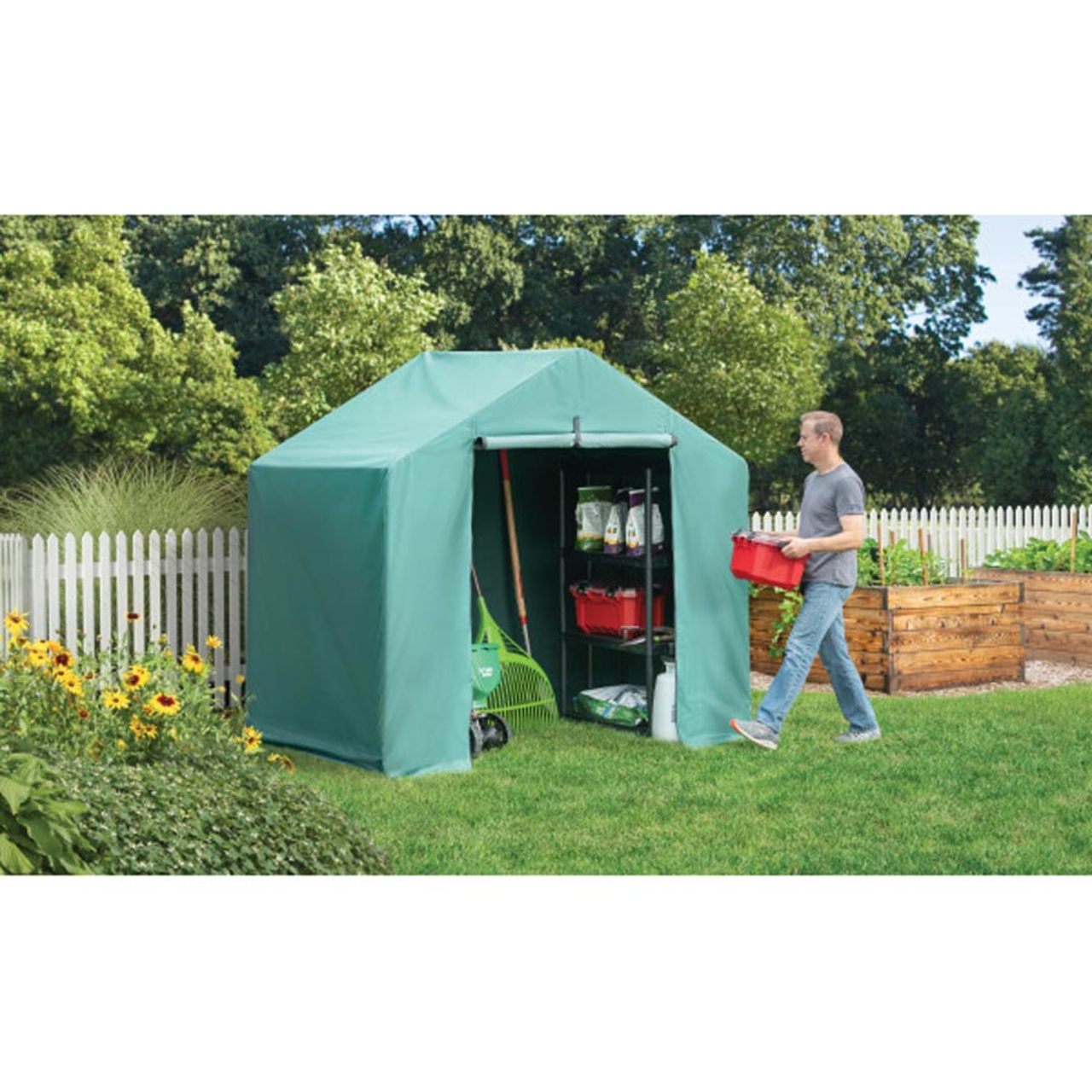 6' x 4' x 6' Green Garden Shed