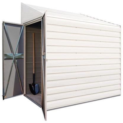 Yardsaver 4 x 10 Steel Pent Roof Storage Shed - Eggshell