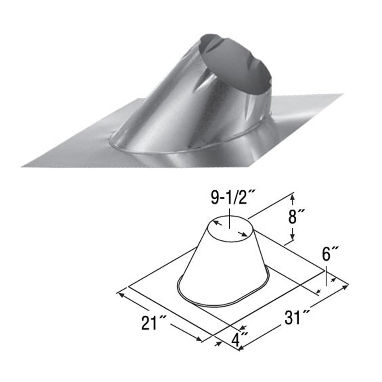 7" DuraTech 7/12 - 12/12 Adjustable Roof Flashing - 7DT-F12