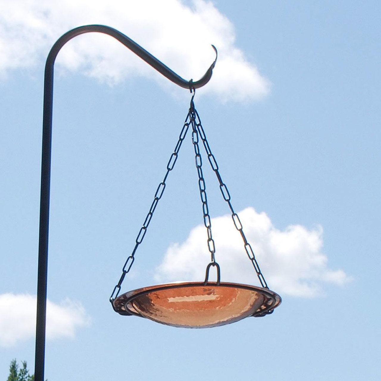 Hammered Copper Hanging Birdbath