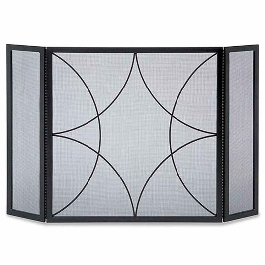Pilgrim Forged Diamond Tri Panel Fireplace Screen - Black 46'' x 30'' - 19222