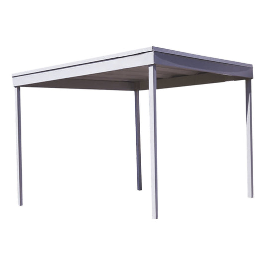 Arrow Freestanding Carport/Patio Cover, 10x10 - Hot Dipped Galvanized Steel with Vinyl Coating, Eggshell Finish, and Flat Roof