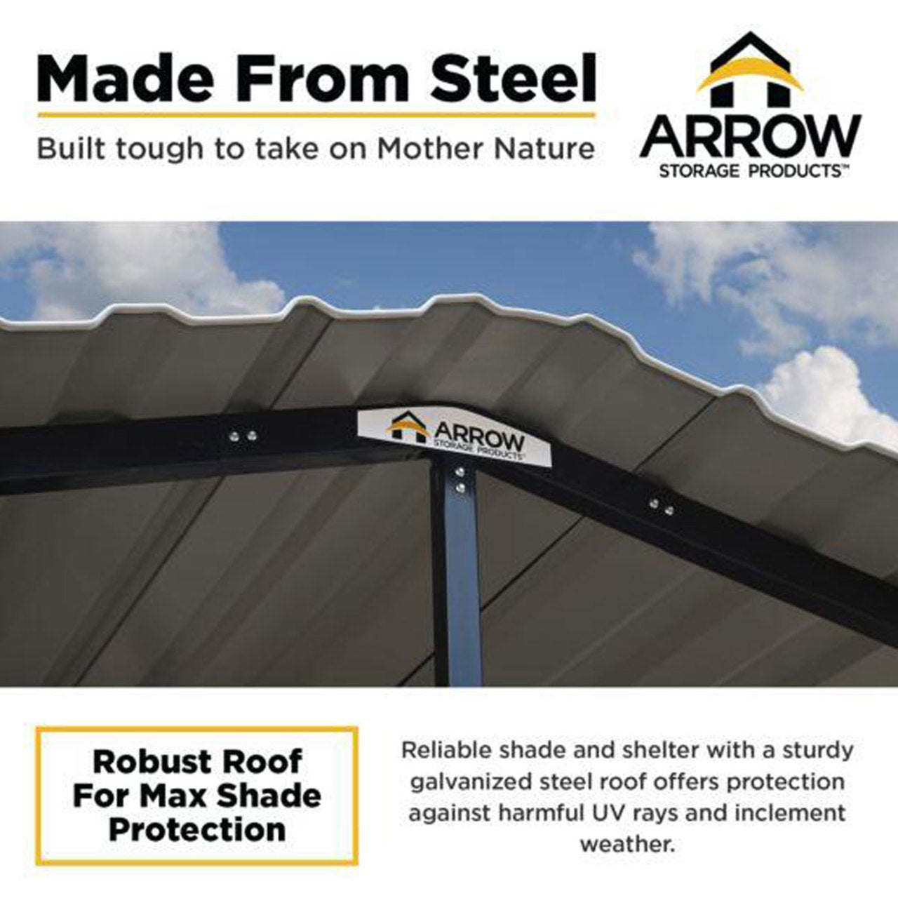 Arrow Carport 20 x 20 x 7 Ft. - Eggshell