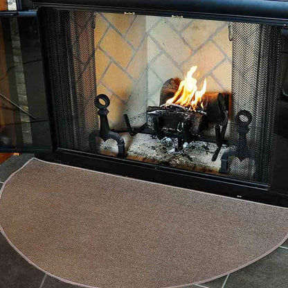 4' Half Round Brown Guardian Fireplace Rug