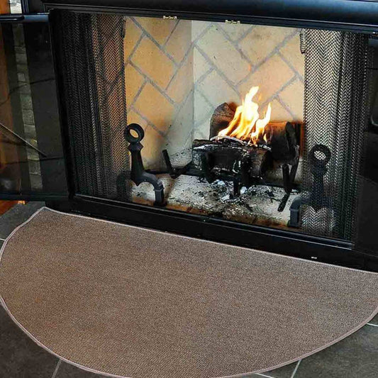 4' Half Round Brown Guardian Fireplace Rug