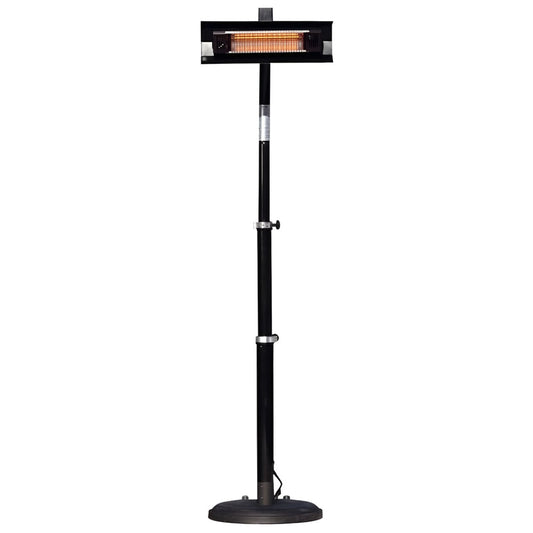 Black Powder Coated Steel Telescoping Offset Pole Mounted Infrared Patio Heater