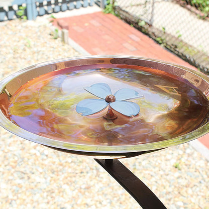 12" Copper Dogwood Birdbath with Rail Mount Bracket