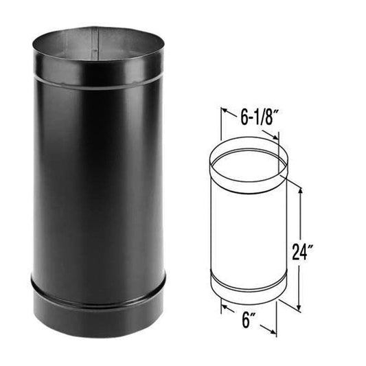 6" x 24" DuraBlack Single-Wall Black Stove Pipe - 6DBK-24