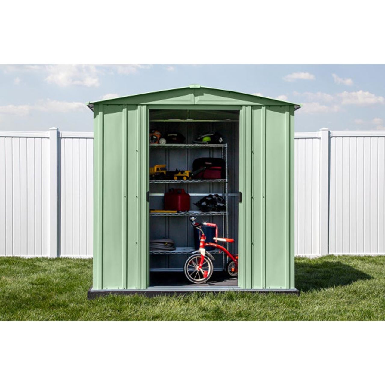Arrow Classic Steel Storage Shed 6' x 5' -  Sage Green