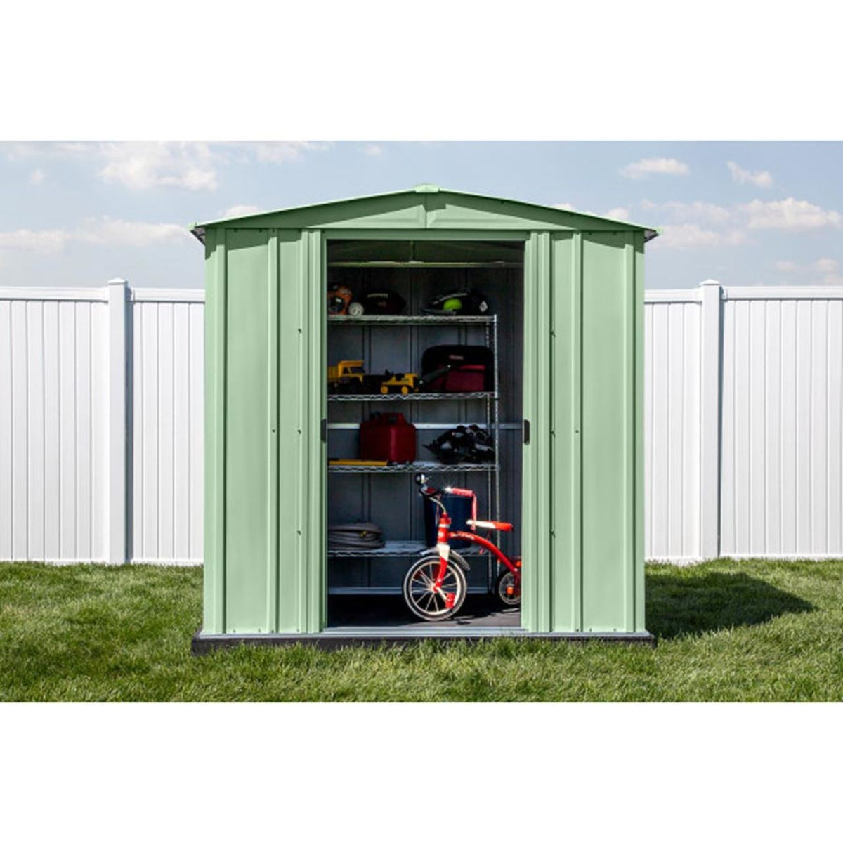 Arrow Classic Steel Storage Shed 6' x 5' -  Sage Green