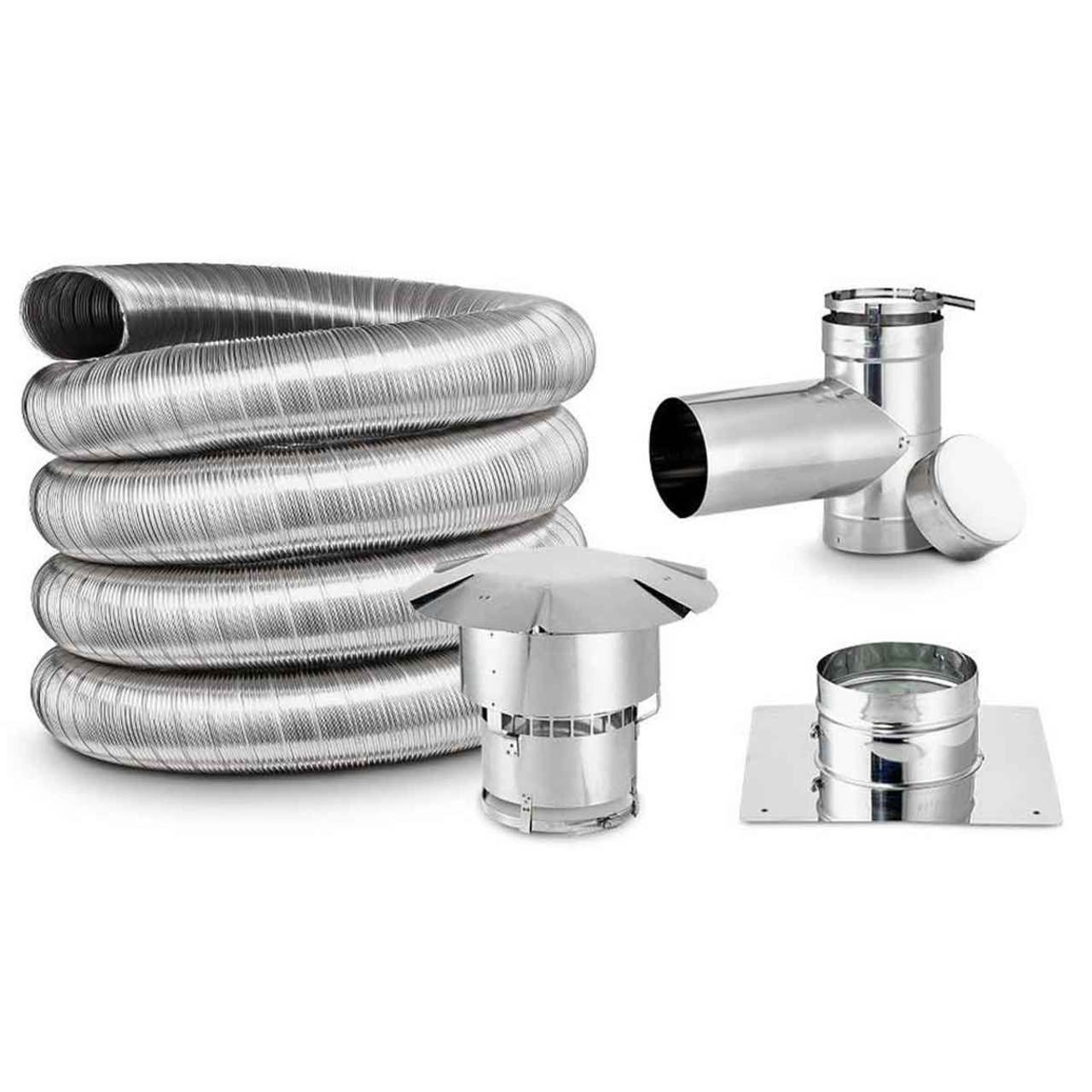 8" x 35' Lifetime Chimney Single-Wall Liner Kit with Tee
