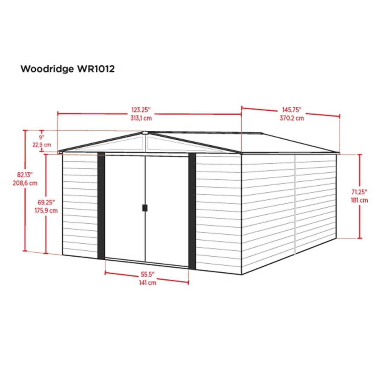 Woodridge 10' x 12' Steel Storage Shed in Coffee and Woodgrain