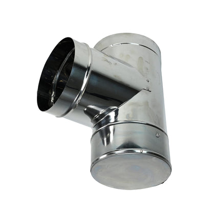 6" DuraBlack Stainless Steel Tee w/Clean-Out Cap - 6DBK-TSS