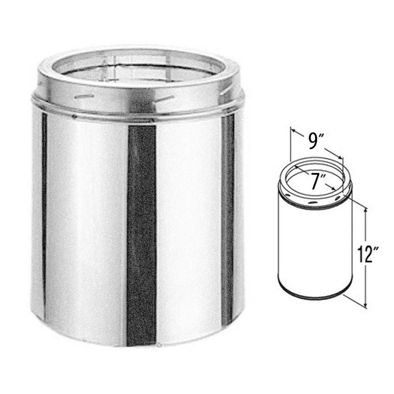 7" x 12" DuraTech Galvanized Chimney Pipe - 7DT-12