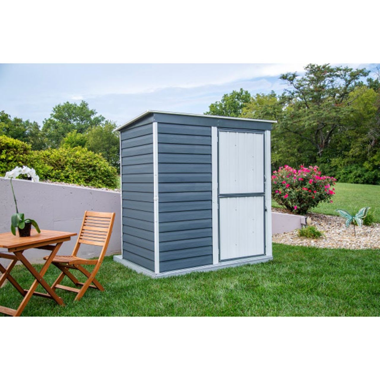 Galvanized Steel  6' x 4' Storage Shed-in-a-Box - Charcoal