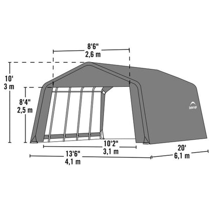 ShelterCoat 13 x 20 Garage With Peak Roof - Gray