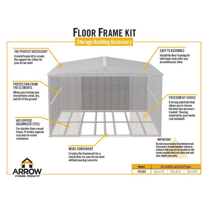 Floor Frame Kit for Arrow Classic and Select Sheds: 10 x 11 to 10 x 14- Steel