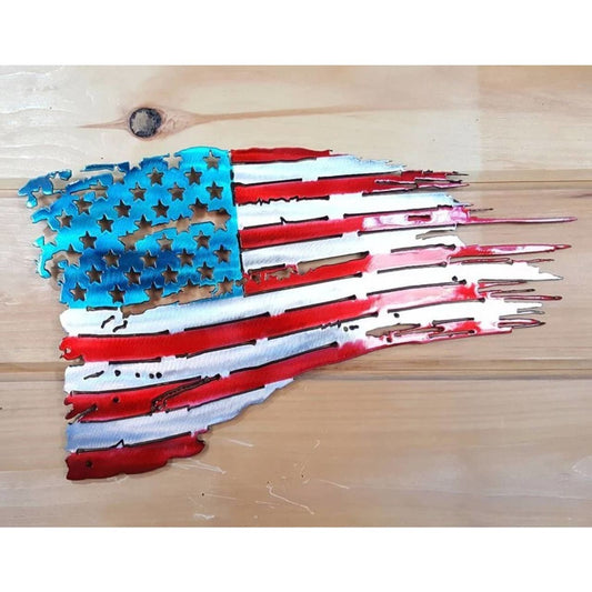 16" Decorative Metal Art - Customizable Tattered Flag