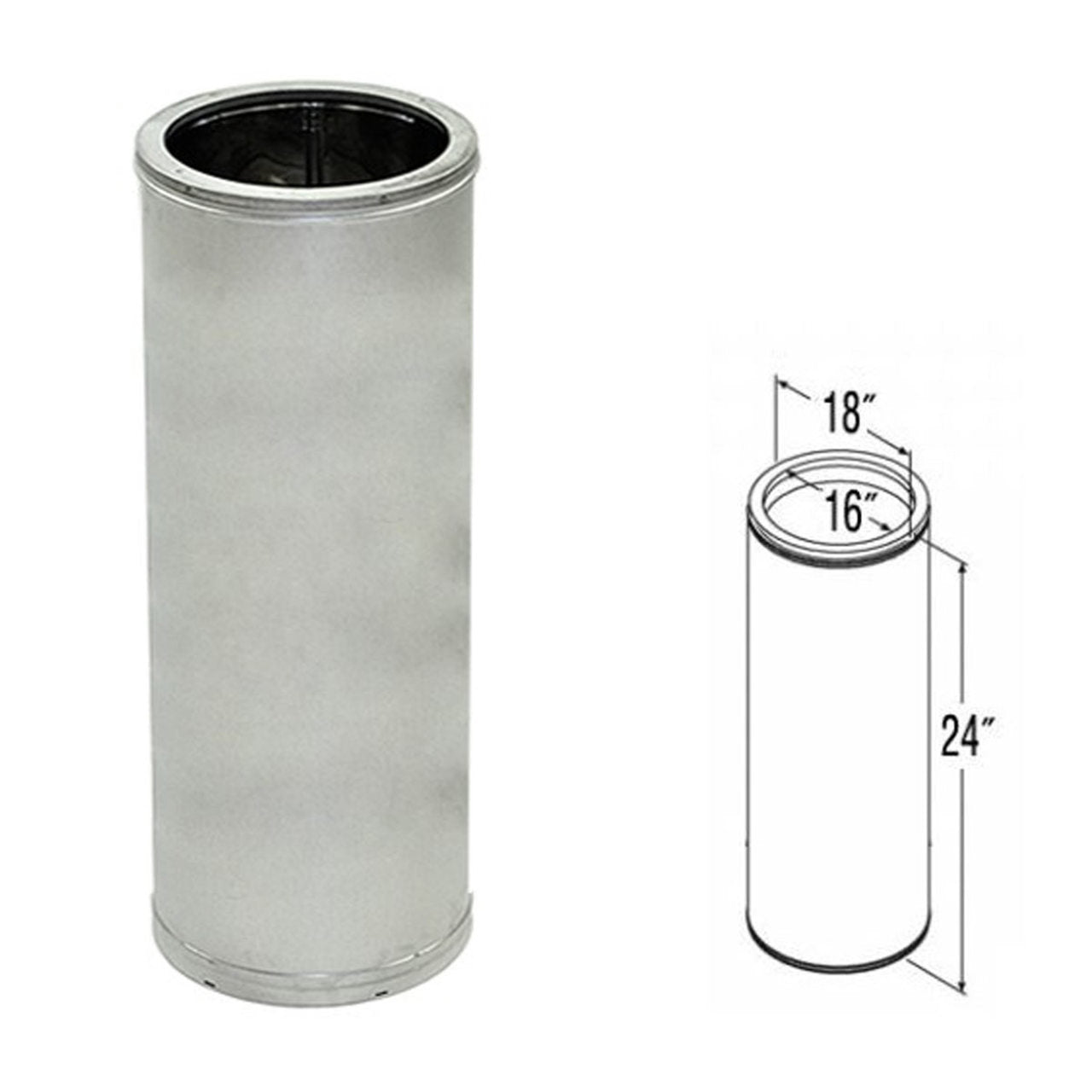 16" x 24" DuraTech Galvanized Chimney Pipe -16DT-24
