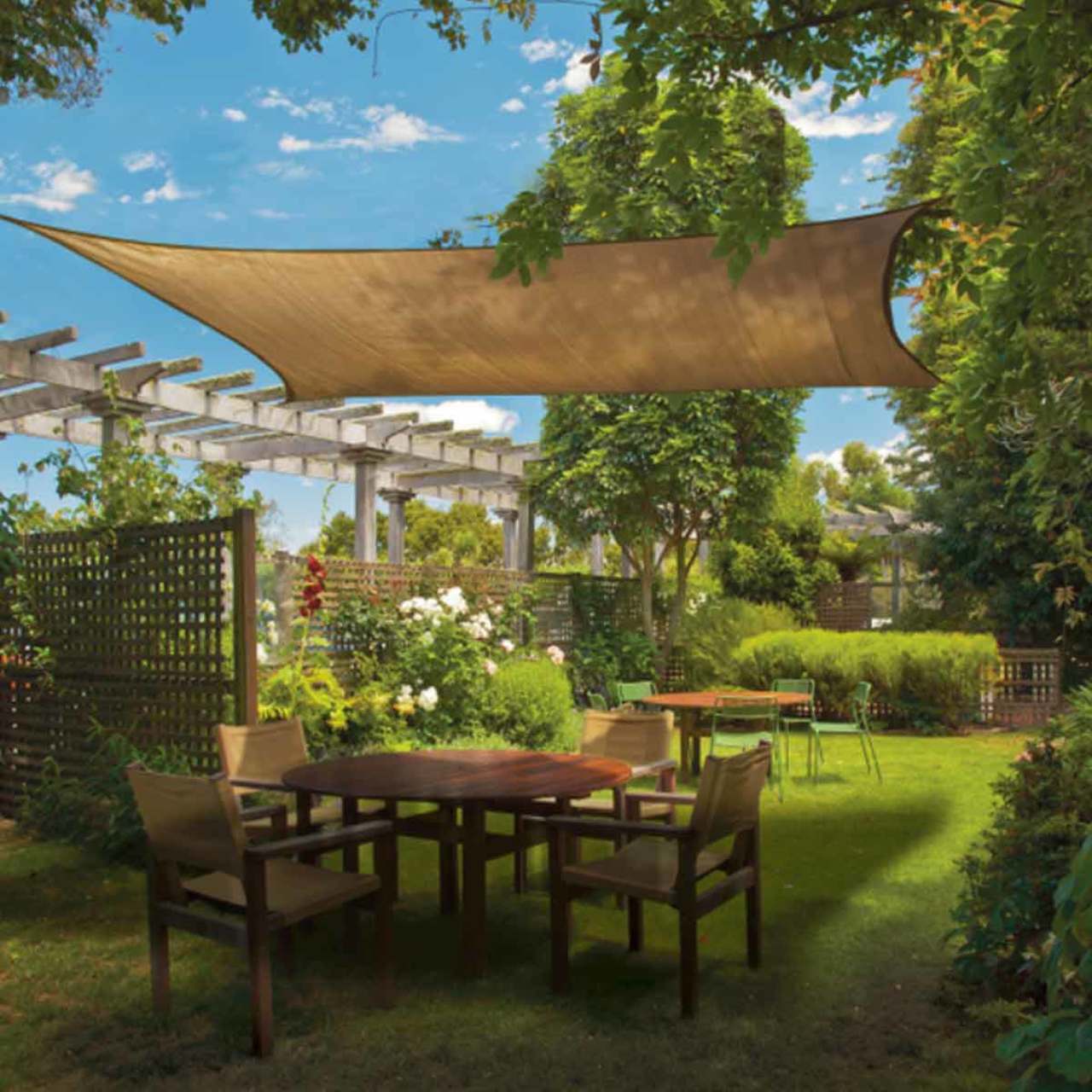 Shelter Logic 16 x 16 Foot Square Sun Shade Sail - Sand