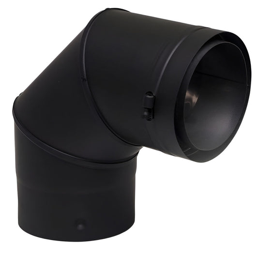 4" Ventis PelletVent 304L Inner/Galvanized Outer 90-Degree Black Fixed Elbow - VPB-EL0490