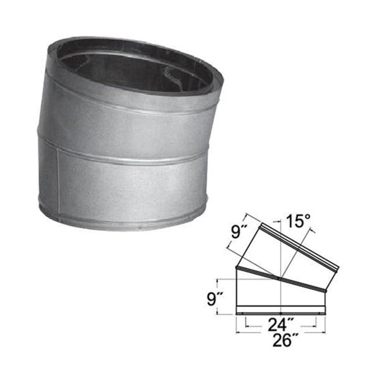 24'' DuraTech 15 Degree Galvanized Elbow - 24DT-E15