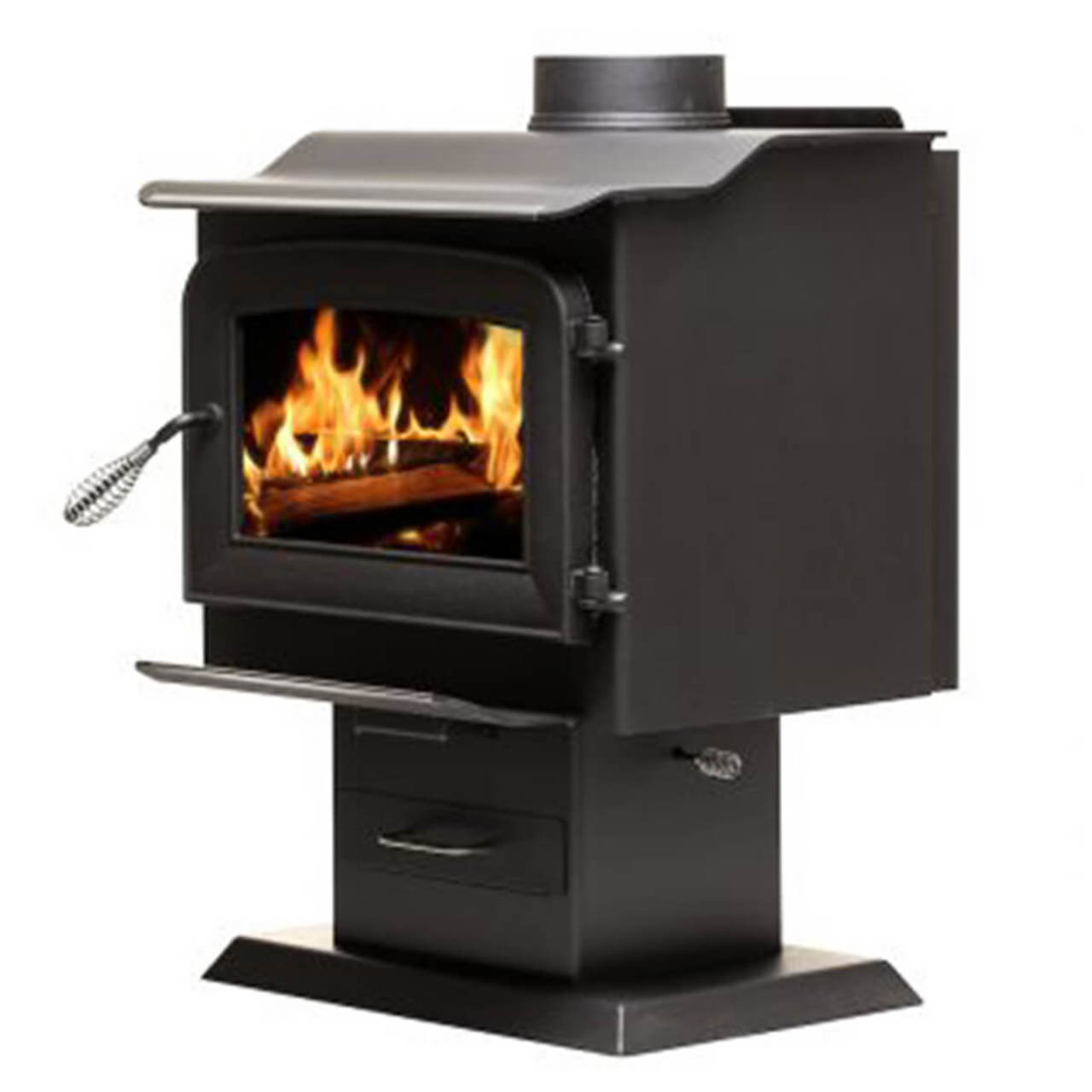 Ashley 1,200 sq ft 2020 Small Wood Stove with Nickel Spring Handle