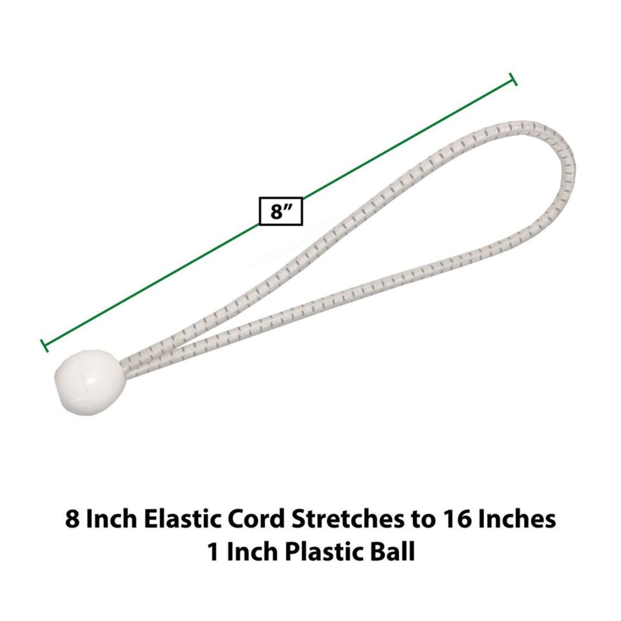 King Canopy 8" White Ball Bungee Straps - 25 Pack