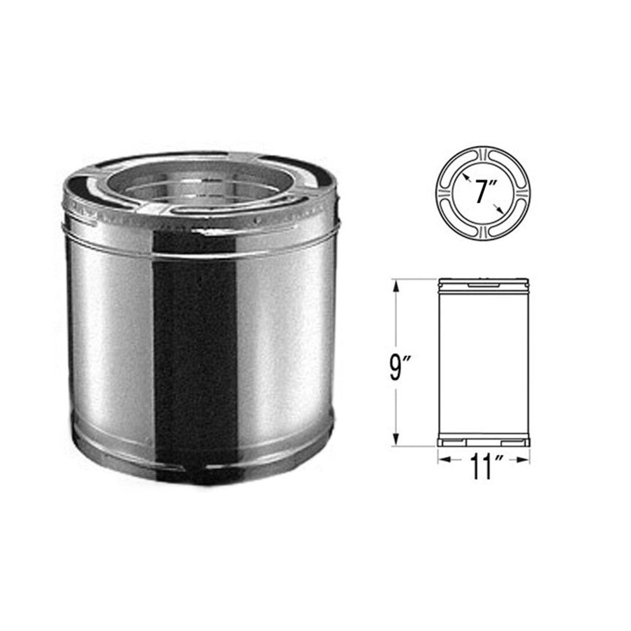 7" x 9" DuraPlus Galvanized Chimney Pipe - 7DP-09
