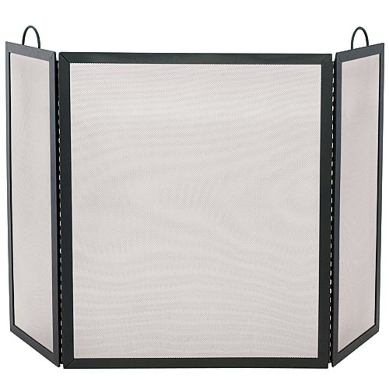 3 Fold Wrought Iron Large Fireplace Screen- Black