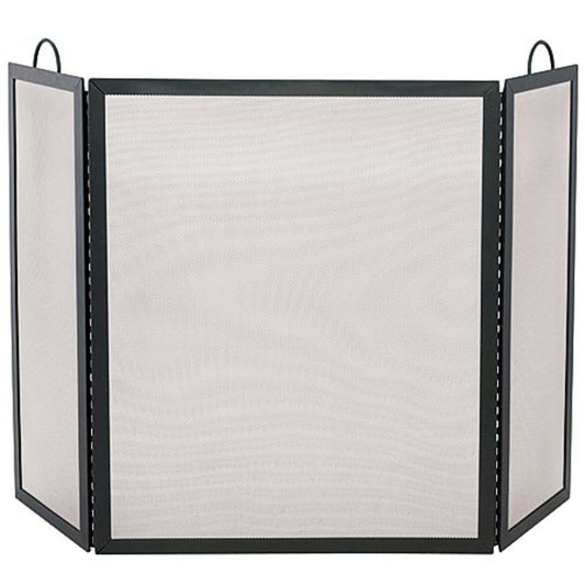 3 Fold Wrought Iron Large Fireplace Screen- Black
