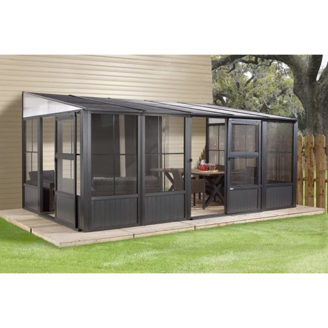 Charleston 10' x 16' Wall Mounted Solarium - Gray