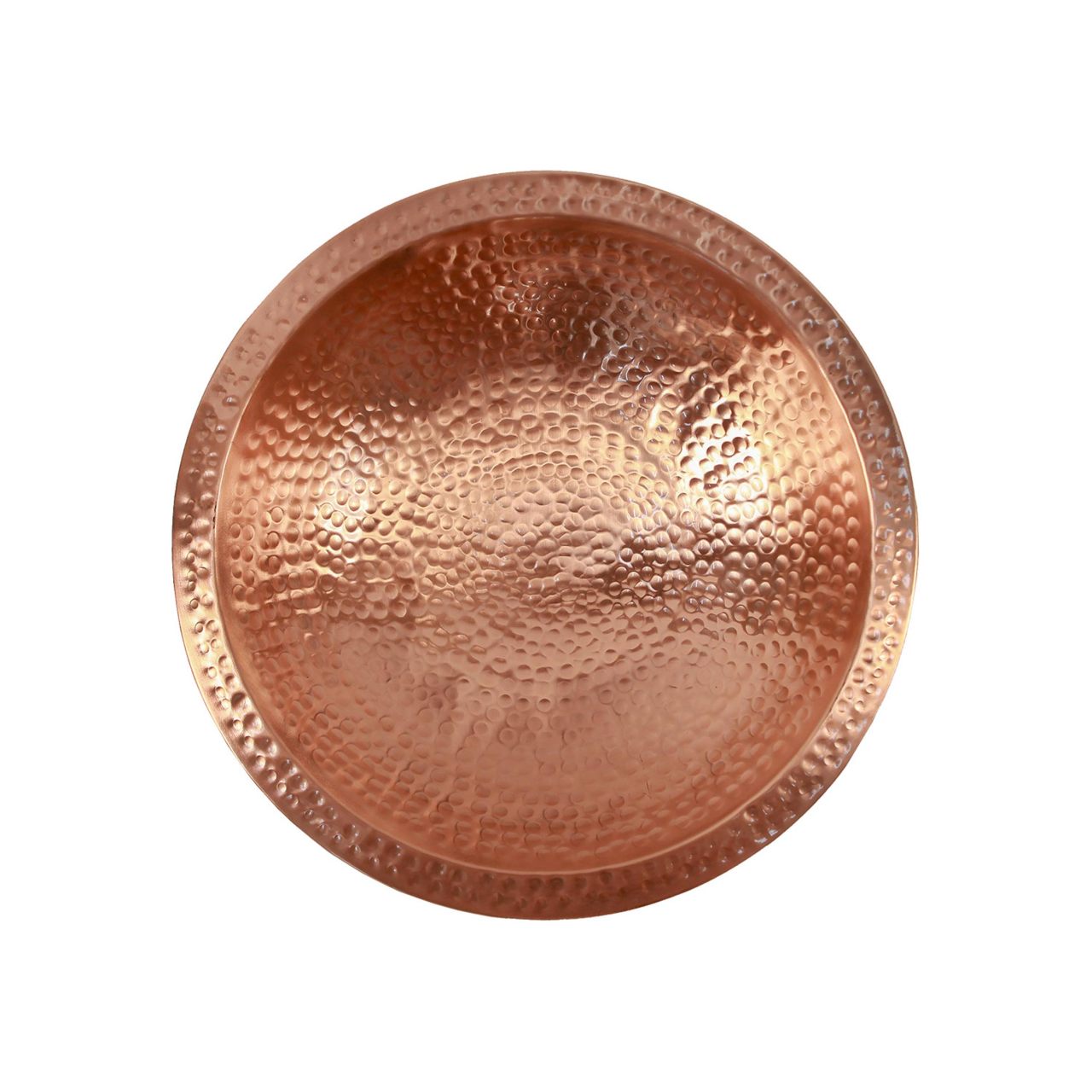 14" Solid Hammered Copper Bowl w/ Rim