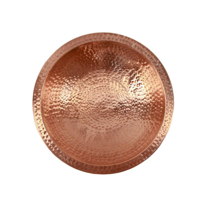 14" Solid Hammered Copper Bowl w/ Rim