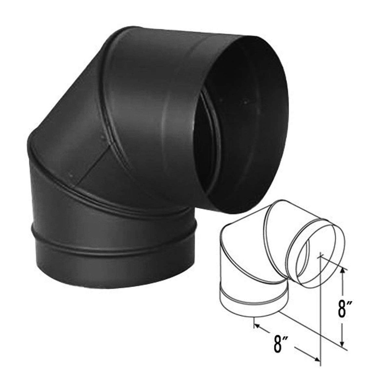 8" DuraBlack 90 Degree Black Elbow - 8DBK-E90